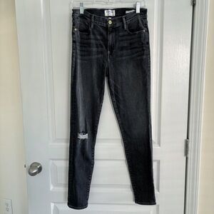 FRAME Jeans Le High Skinny Distressed Washed Black